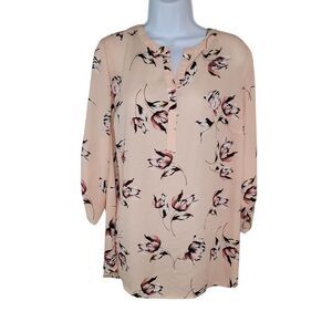 Daniel Rainn Floral Tab Sleeve Blouse Top Size 1x